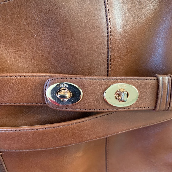 Coach Cognac Riding Boots with Gold Buckles - Picture 3 of 4